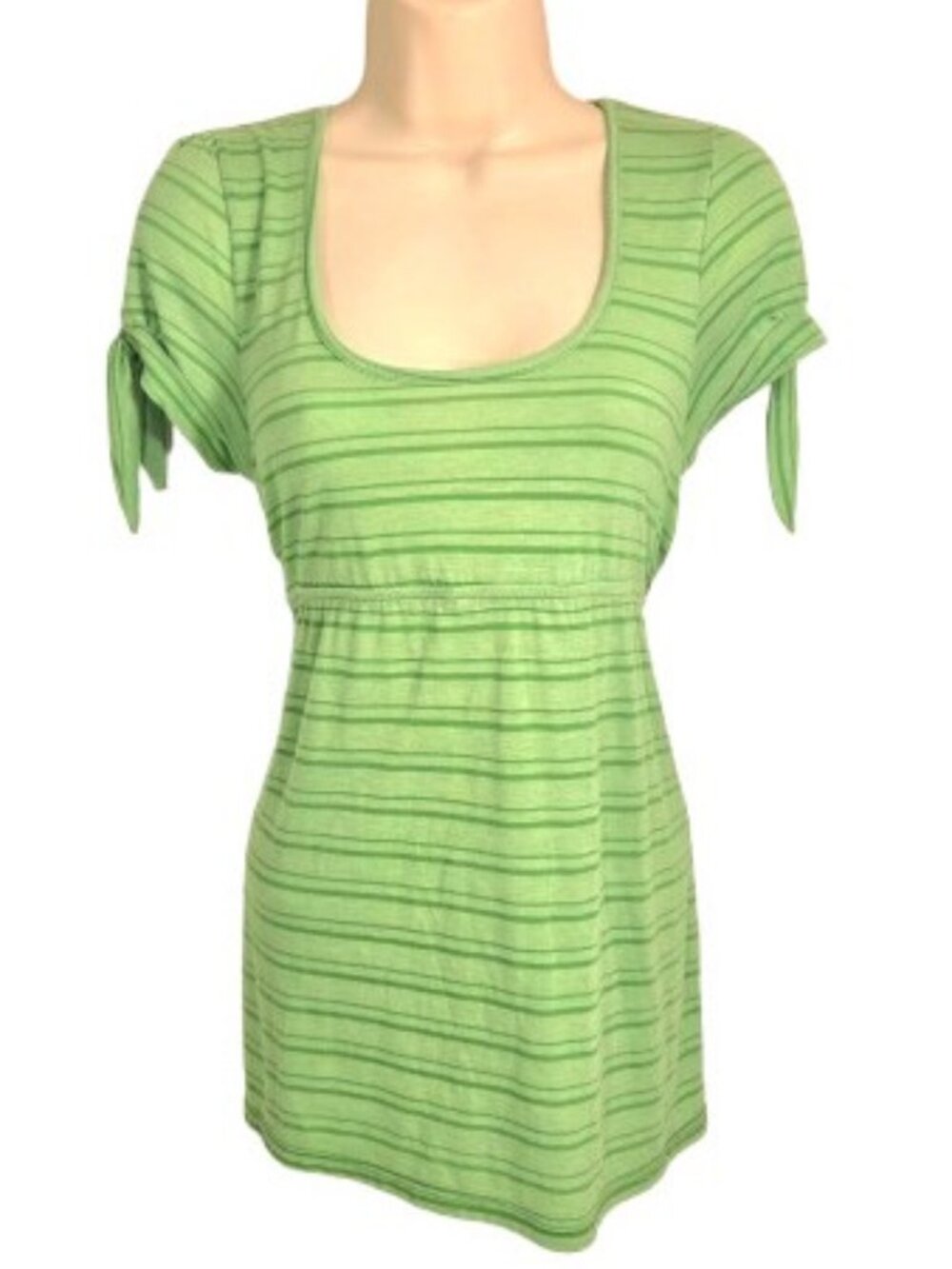 Vtg 90s Y2K Babydoll Top S/M Striped Mint Green Preppy Bella Swan Sporty Retro